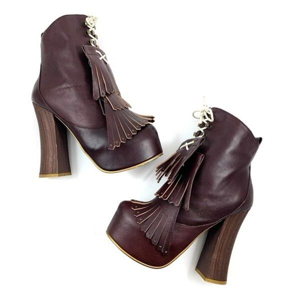 New Irregular Choice Carnaby Bond Red SKY HIGH Platform Brogue Boot Size 6 - Picture 3 of 15